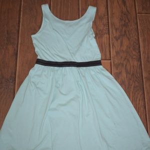 H&M Mint Blue Dress Black Elastic Band Kids 10-12